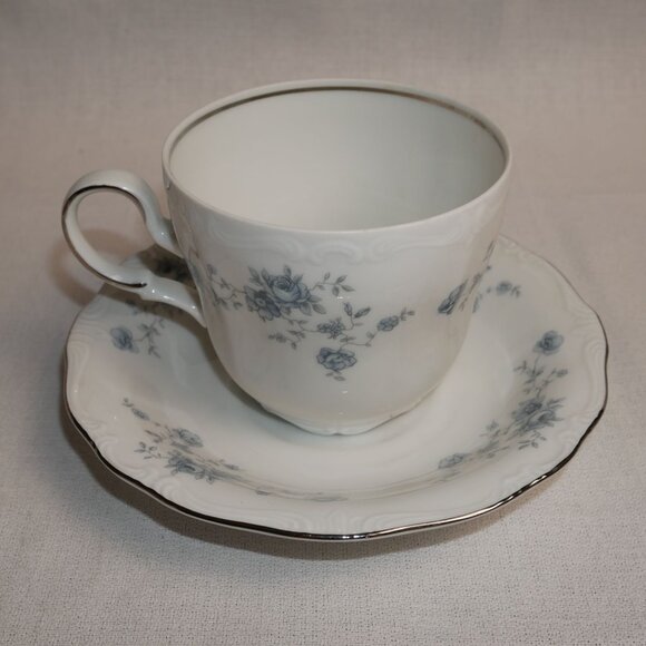 Set Of 4 Johann Haviland Bavaria Germany Blue Garland Tea Cups & Saucers VTG - Picture 6 of 10